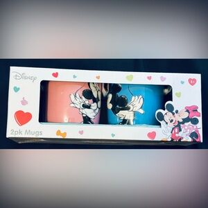 💕 Set of 2: Disney Mickey & Minnie Mouse “Kissing” Blue & Pink Coffee Mugs